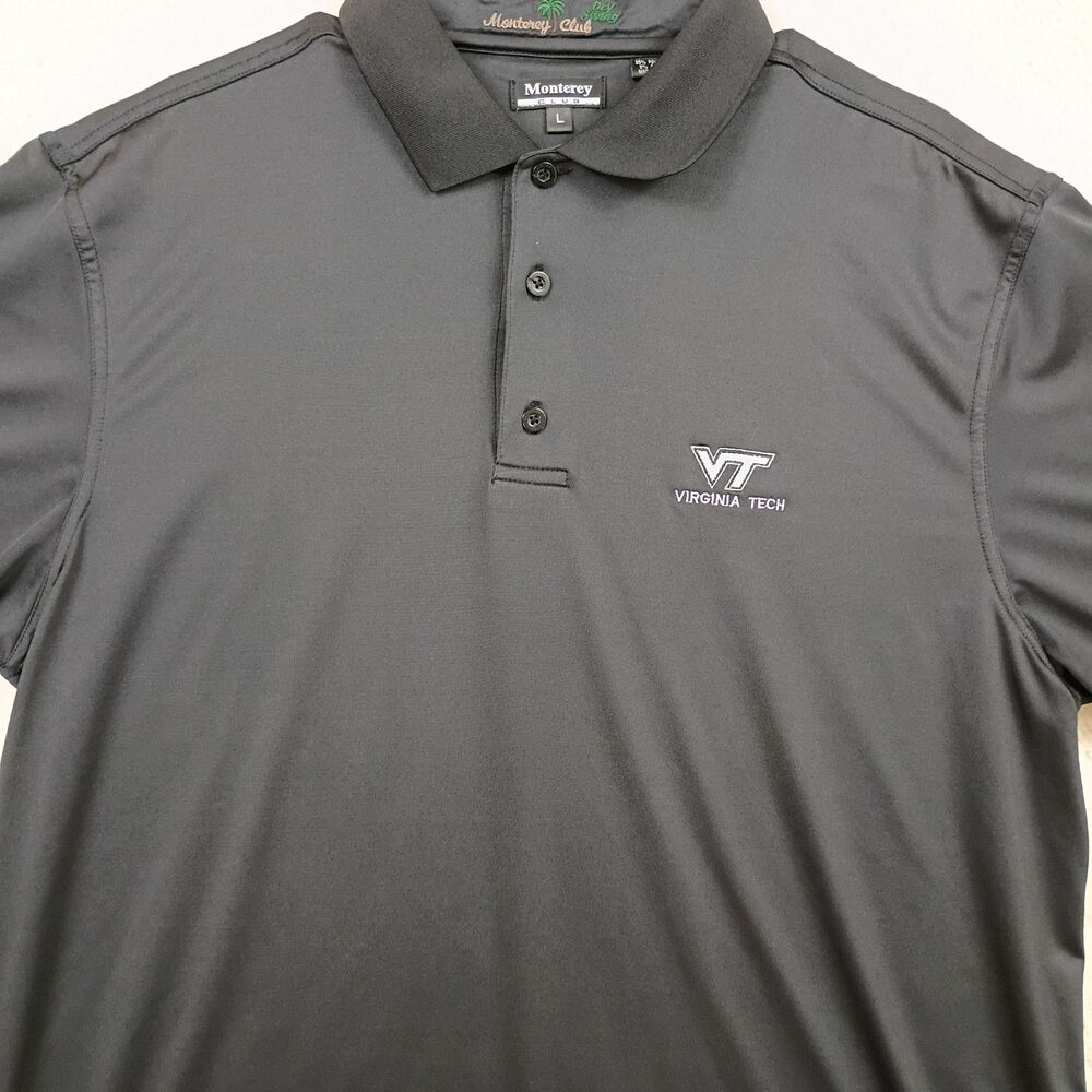 Virginia Tech Monterey Club Polo Shirt Mens Size Large Black Embroidered